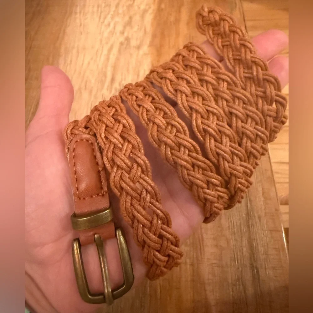 Braided Tan Belt  Full length 44 inches  Width 3/4 inch
